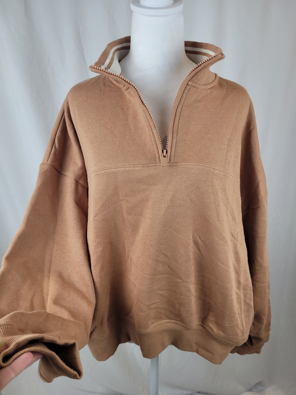 NWT PINK Victoria’s Secret Oversized Quarter Zip Fleece Pullover Sweatshirt XL.